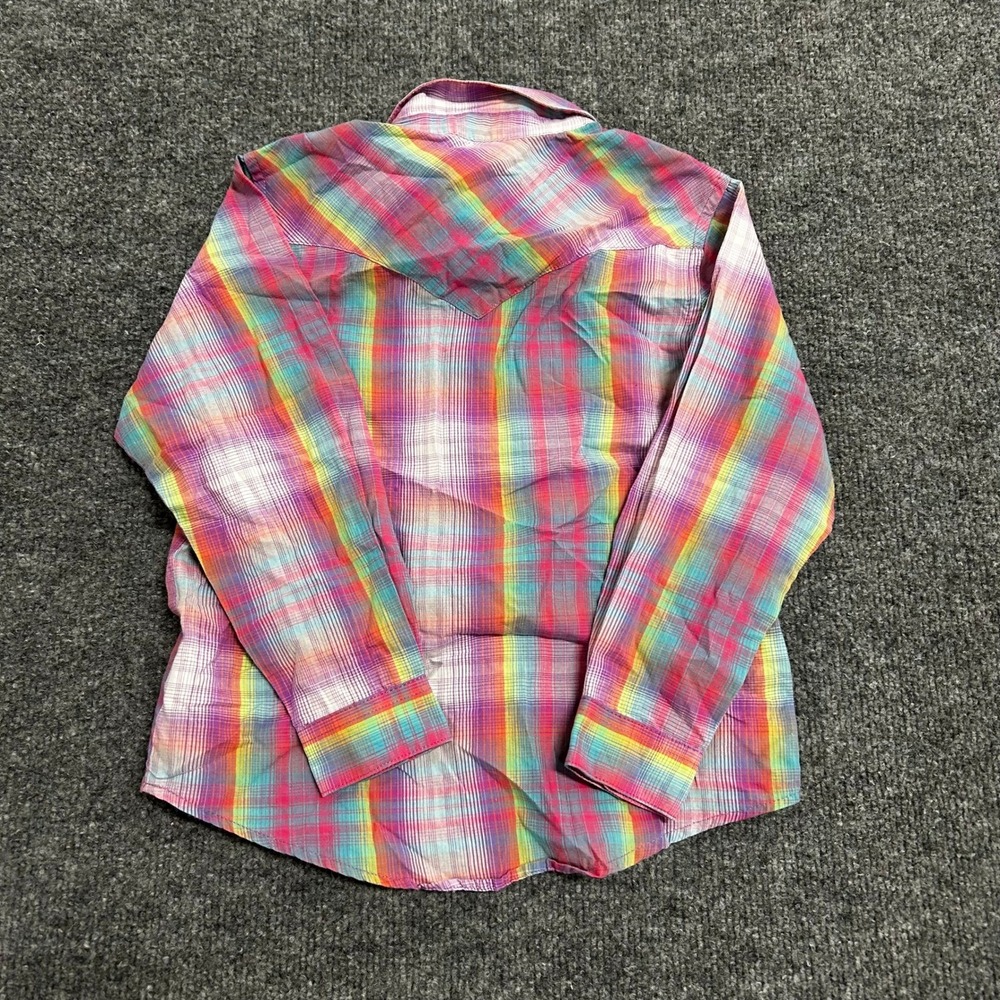 Wrangler Western Shirt Womens Size S Multi Color Plaid Pearl Snap Long Sleeve - Picture 6 of 7